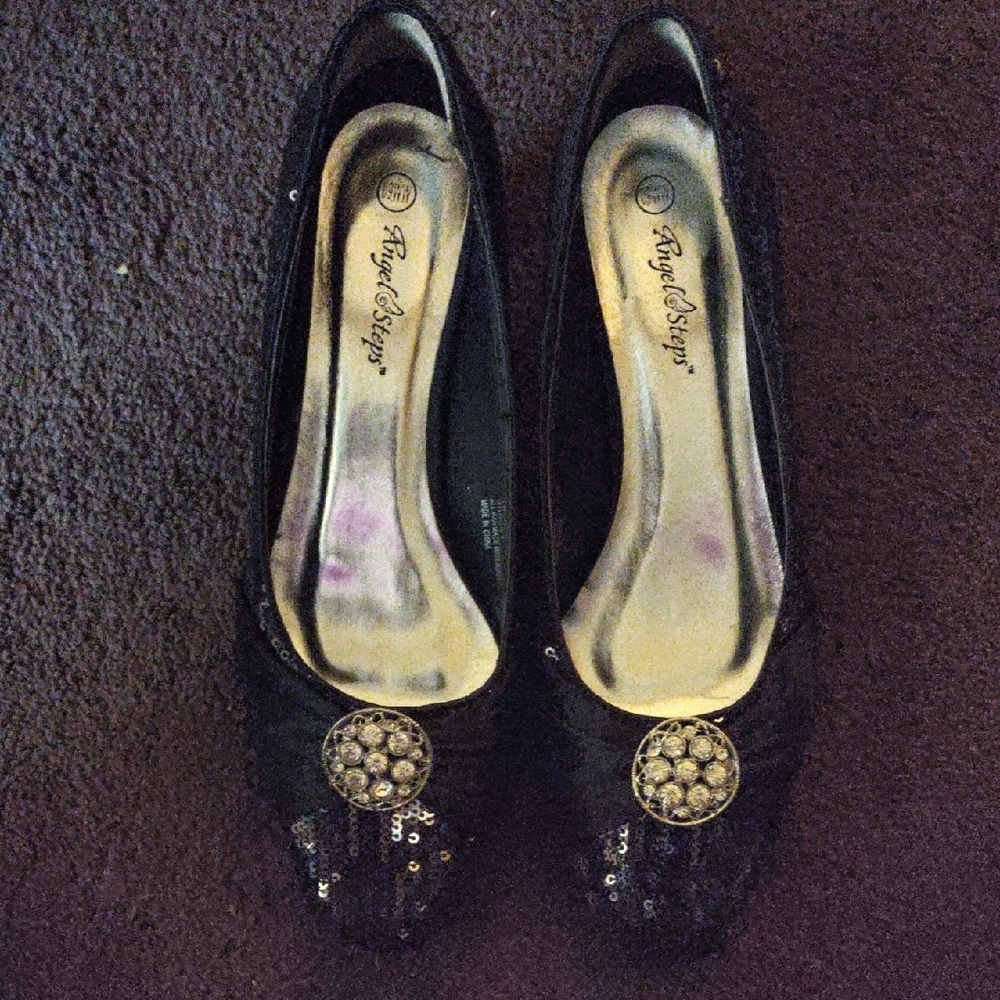 Royal Steps Elegant Black Sequin Heels